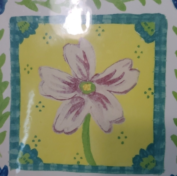 Hallmark KIMBERLY HODGES 2003 TILE FLOWER PINK Yellow Blue 6" x 6" - Picture 4 of 8